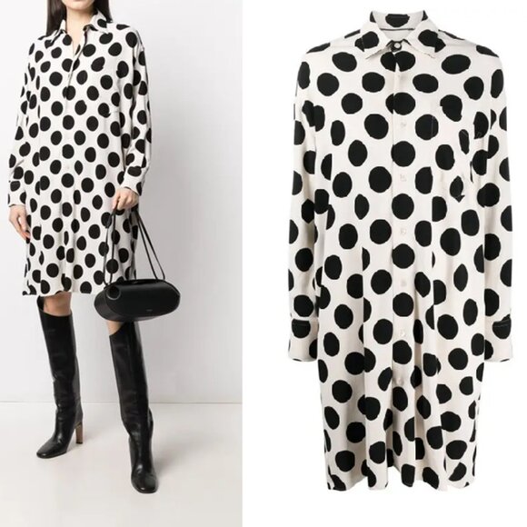 Ami Paris Polka Dot Pattern Shirt Dress 40 - Picture 1 of 5